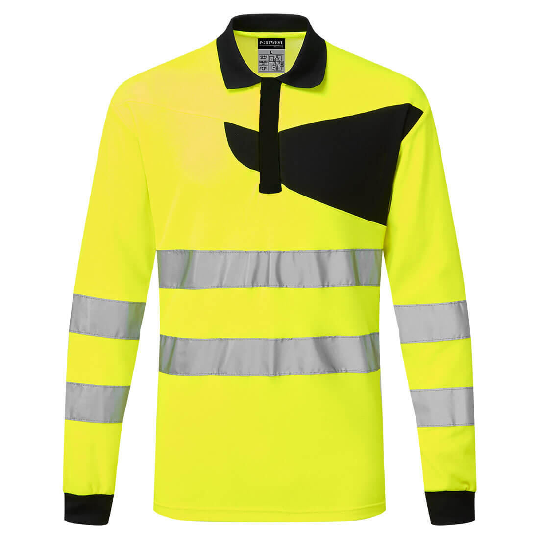 Portwest PW220 PW2 Hi-Vis Polo Shirt L/S Yellow/Black
