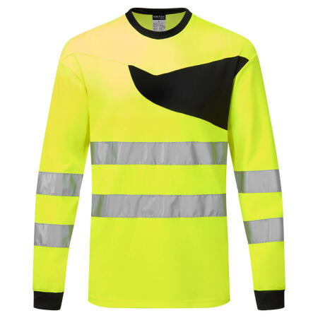 Portwest PW221 PW2 Hi-Vis T-Shirt L/S Yellow/Black