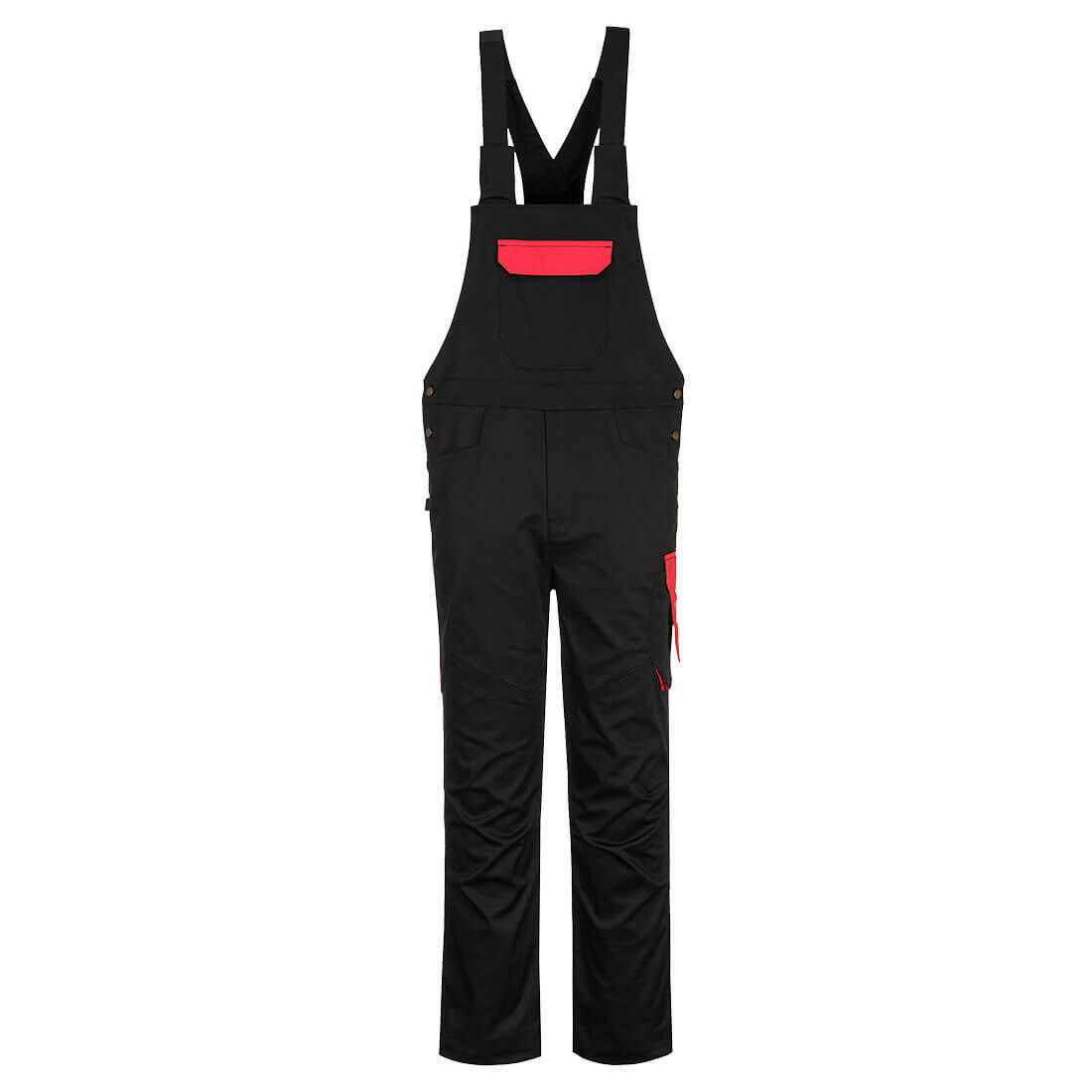 Portwest PW243 PW2 Bib and Brace Black/Red