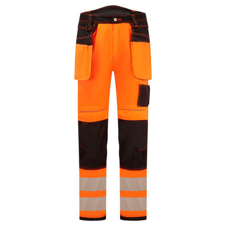 PW306 PW3 Hi-Vis Stretch Holster Pocket Trousers Orange/Black