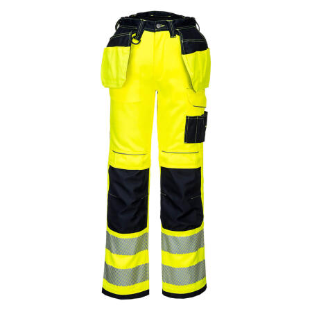 PW306 PW3 Hi-Vis Stretch Holster Pocket Trousers Yellow/Black
