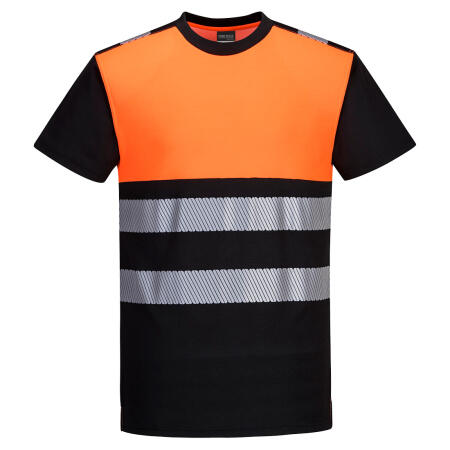 PW311 PW3 Hi-Vis Cotton Comfort Class 1 T-Shirt S/S  Black/Orange