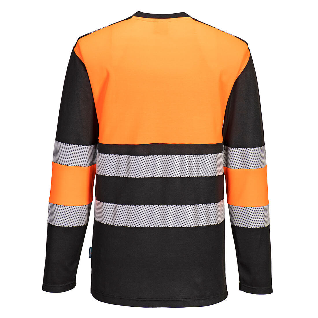 PW312 PW3 Hi-Vis Cotton Comfort Class 1 T-Shirt L/S Orange/Black - Image 2