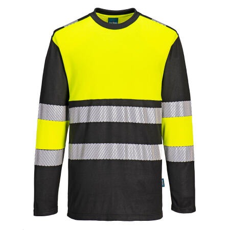 PW312 PW3 Hi-Vis Cotton Comfort Class 1 T-Shirt L/S  Yellow/Black