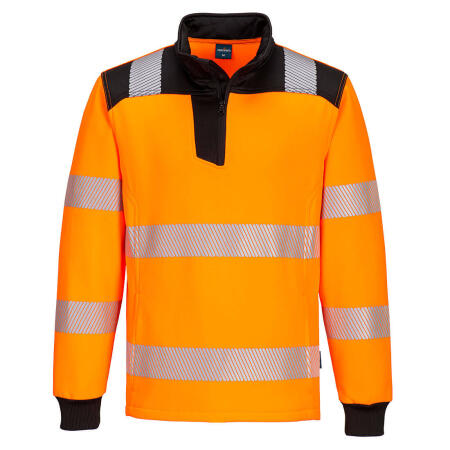 PW326 PW3 Hi-Vis 1/4 Zip Sweatshirt Orange/Black