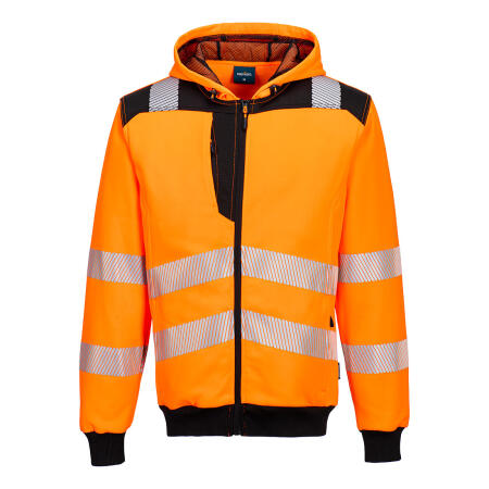 PW327 PW3 Hi-Vis Zip Hoodie  Orange/Black