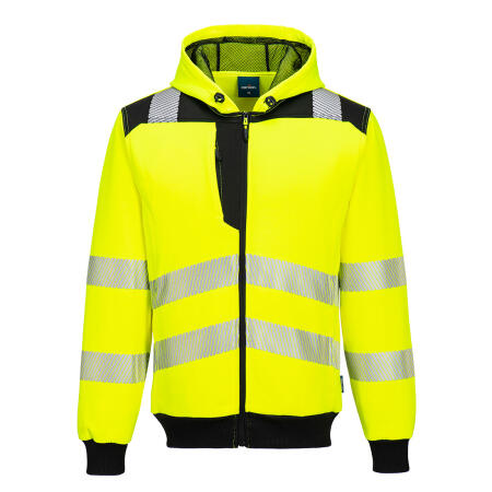 PW327 PW3 Hi-Vis Zip Hoodie  Yellow/Black