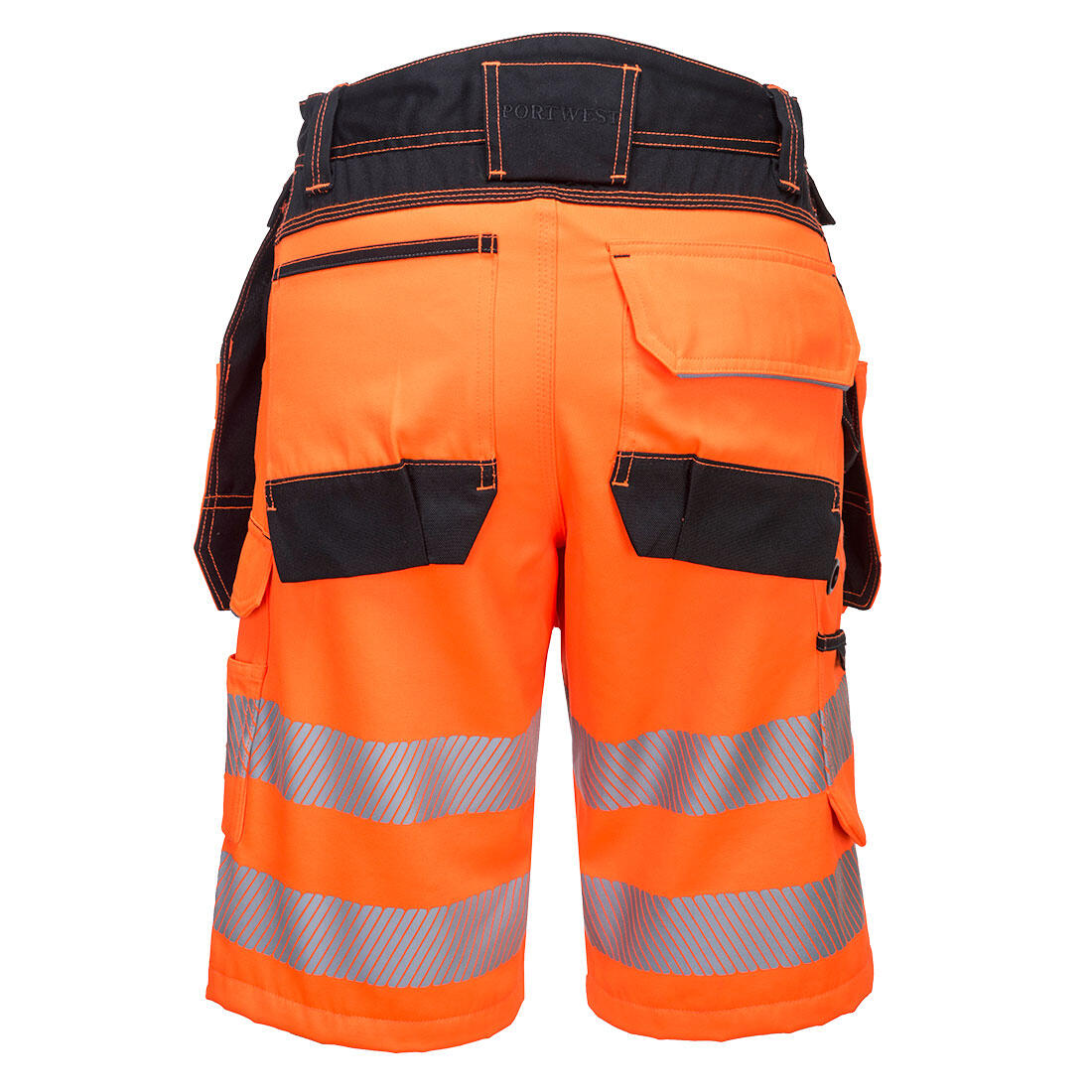 PW343 PW3 Hi-Vis Holster Pocket Shorts Orange/Black - Image 2