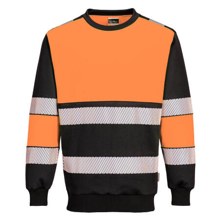 PW376 PW3 Hi-Vis Class 1 Sweatshirt Orange/Black