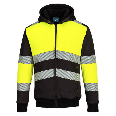 PW377 PW3 Hi-Vis Zipped Class 1 Winter Hoodie Yellow/Black