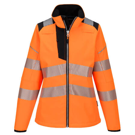PW381 PW3 Hi-Vis Women's Softshell (3L) Orange/Black