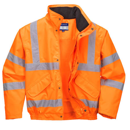 RT62 Hi-Vis Breathable Rain Bomber Jacket  Orange