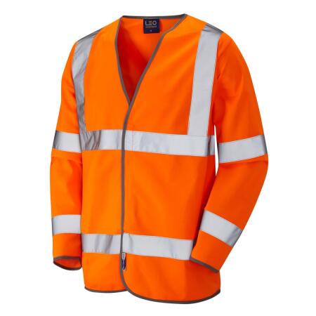 LEO Workwear SHIRWELL ISO 20471 Cl 3 Sleeved Waistcoat HV ORANGE