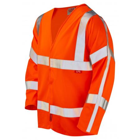 LEO Workwear PARKHAM ISO 20471 Cl 3 LFS Sleeved Waistcoat (EN 14116) HV ORANGE