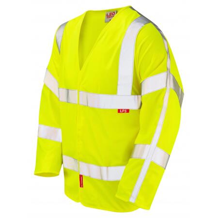 LEO Workwear PARKHAM ISO 20471 Cl 3 LFS Sleeved Waistcoat (EN 14116) HV YELLOW