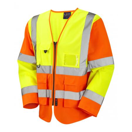 LEO Workwear WRAFTON ISO 20471 Cl 3 Superior Sleeved Waistcoat HV YELLOW/HV ORANGE