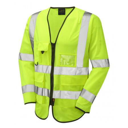 LEO Workwear WRAFTON ISO 20471 Cl 3 Superior Sleeved Waistcoat HV YELLOW