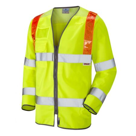 LEO Workwear BARBROOK ISO 20471 Cl 3 Orange Brace Sleeved Waistcoat HV YELLOW