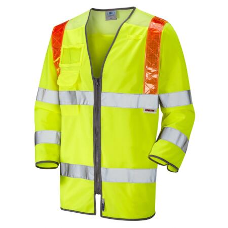 LEO Workwear TADDIPORT ISO 20471 Cl 3 Orange Brace 3/4 Sleeve Waistcoat HV YELLOW