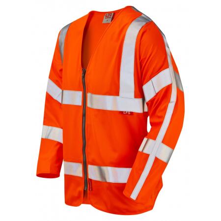 LEO Workwear MERTON ISO 20471 Cl 3 LFS Sleeved Zip Waistcoat (EN 14116) HV ORANGE