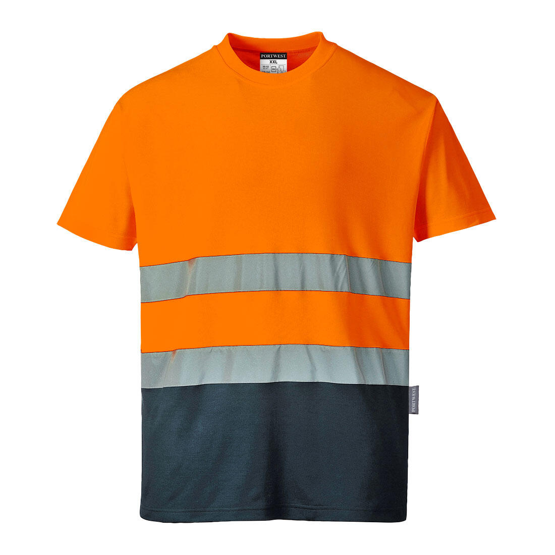 S173 Hi-Vis Cotton Comfort Contrast T-Shirt S/S Orange/Navy