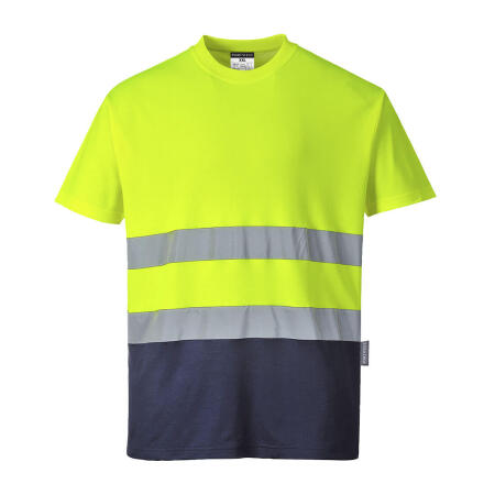 S173 Hi-Vis Cotton Comfort Contrast T-Shirt S/S  Yellow/Navy