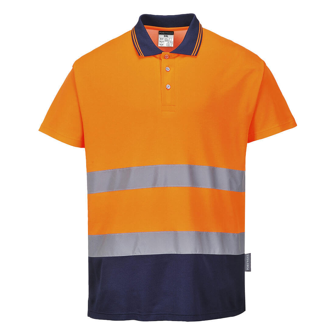 S174 Hi-Vis Cotton Comfort Contrast Polo Shirt S/S Orange/Navy