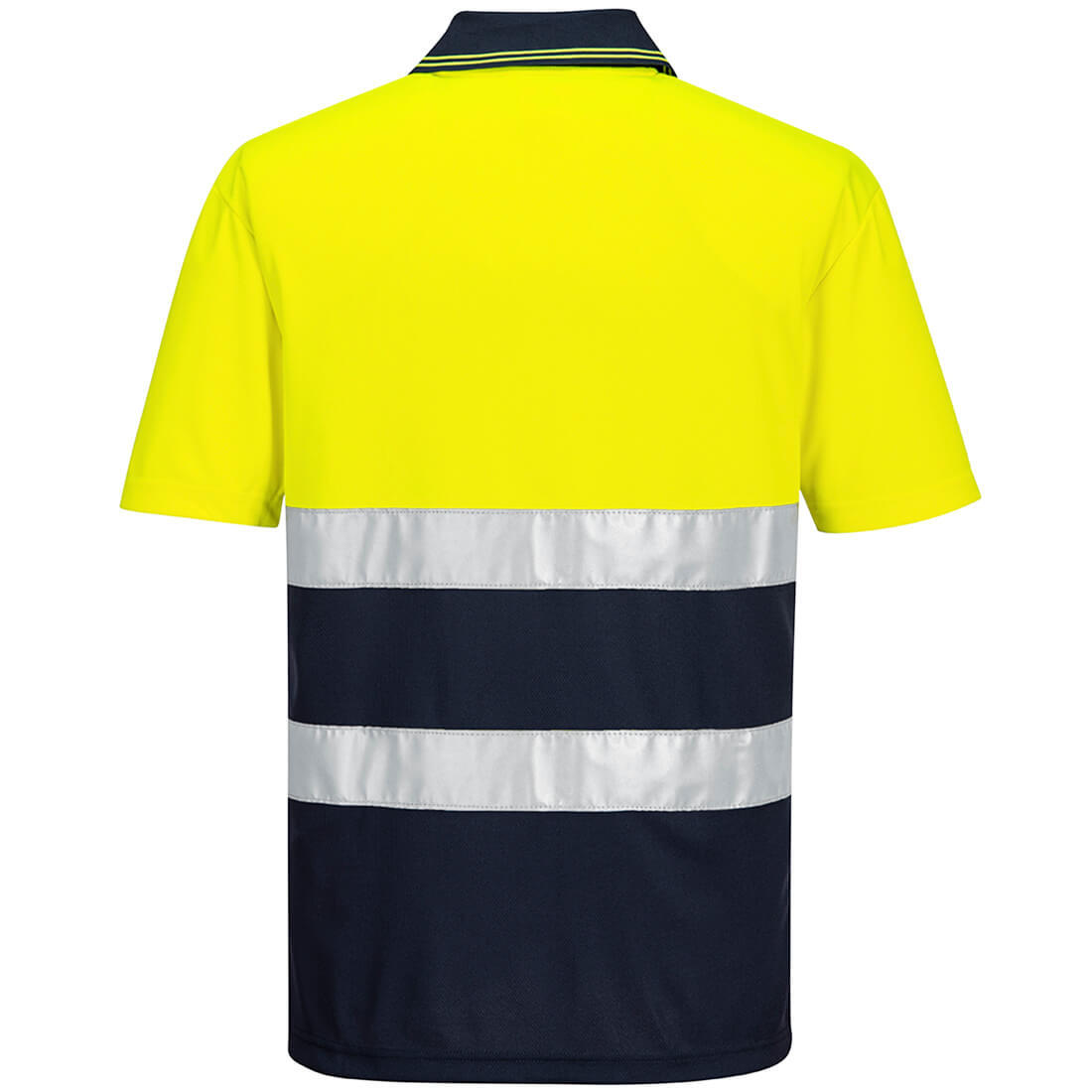 S175 Hi-Vis Lightweight Contrast Polo Shirt S/S Yellow/Navy - Image 2