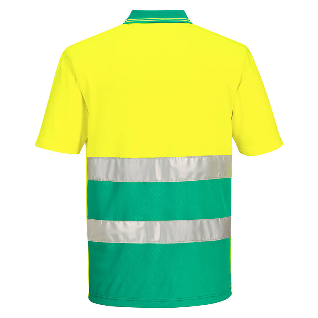 S175 Hi-Vis Lightweight Contrast Polo Shirt S/S Yellow/Teal - Image 2