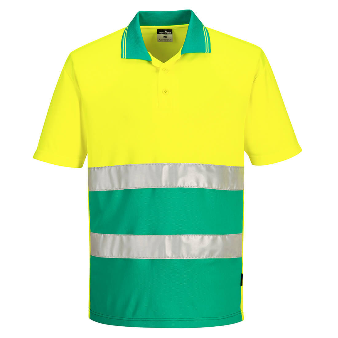 S175 Hi-Vis Lightweight Contrast Polo Shirt S/S Yellow/Teal