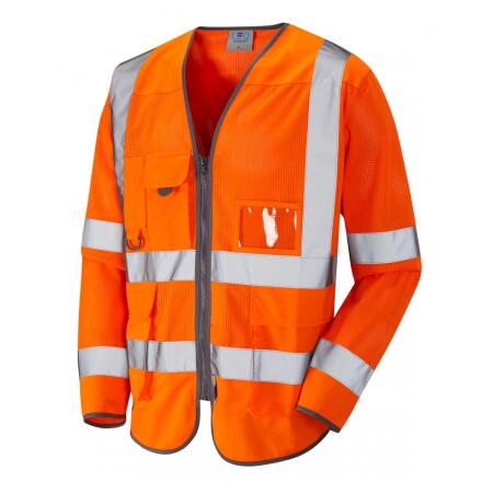 LEO Workwear BURRINGTON ISO 20471 Cl 3 Coolviz Superior Sleeved Waistcoat HV ORANGE