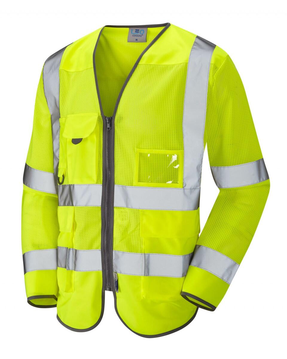 LEO Workwear BURRINGTON ISO 20471 Cl 3 Coolviz Superior Sleeved Waistcoat HV YELLOW