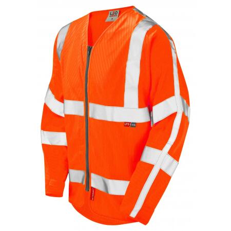 LEO Workwear HUISH ISO 20471 Cl 3 LFS/AS Sleeved Zip (EN 14116/EN 1149) HV ORANGE