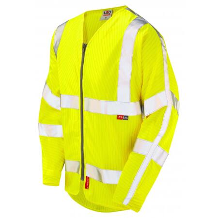 LEO Workwear HUISH ISO 20471 Cl 3 LFS/AS Sleeved Zip (EN 14116/EN 1149) HV YELLOW