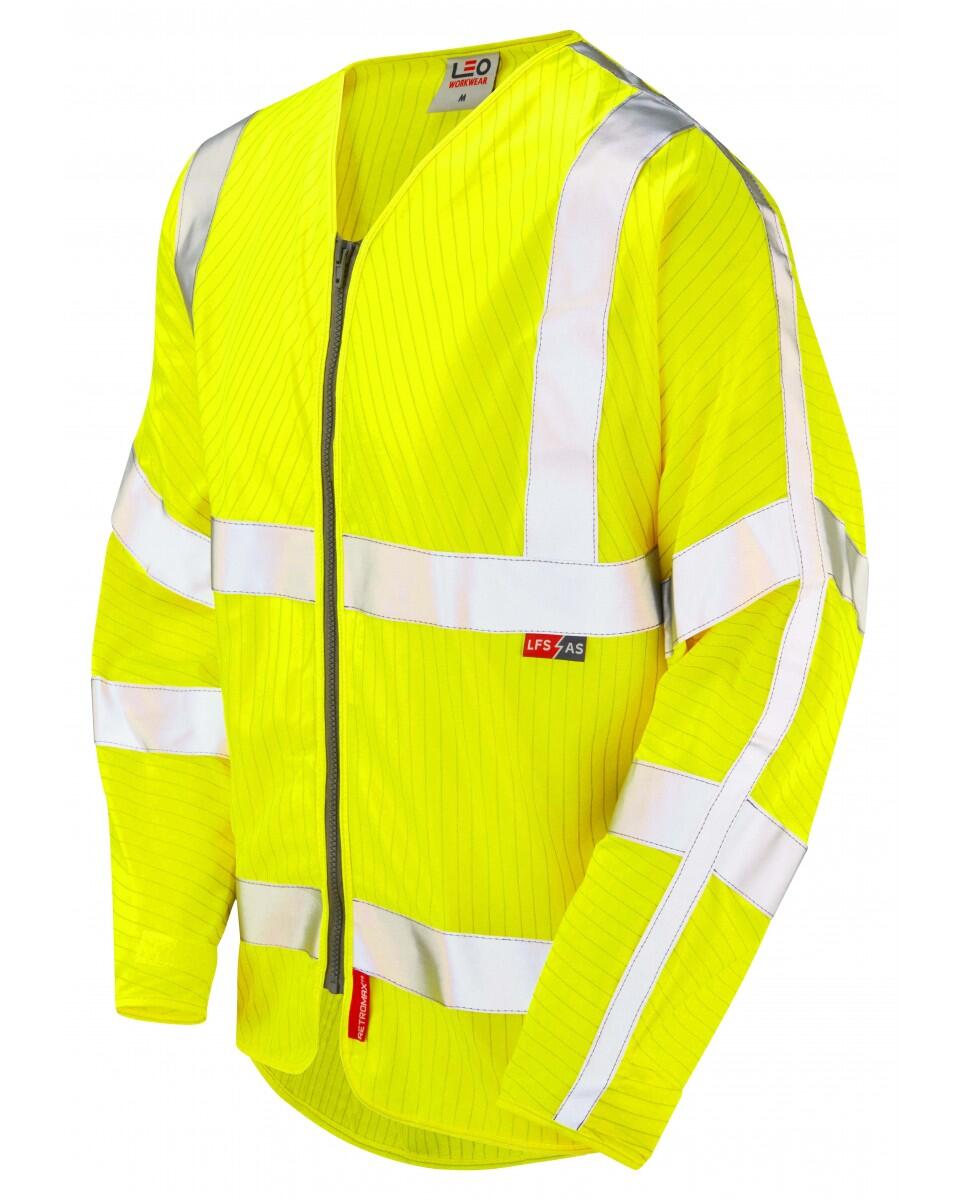 LEO Workwear HUISH ISO 20471 Cl 3 LFS/AS Sleeved Zip (EN 14116/EN 1149) HV YELLOW