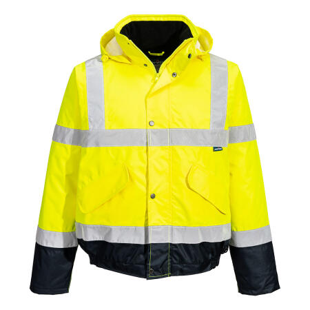 S266 Hi-Vis Contrast Winter Bomber Jacket  Yellow/Navy