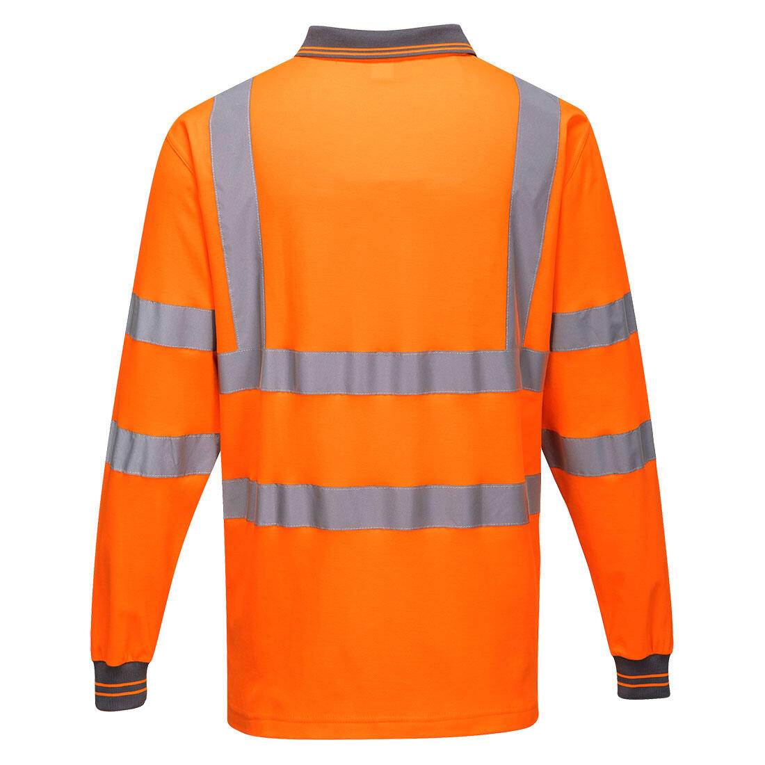 S271 Hi-Vis Cotton Comfort Polo Shirt L/S Orange - Image 2
