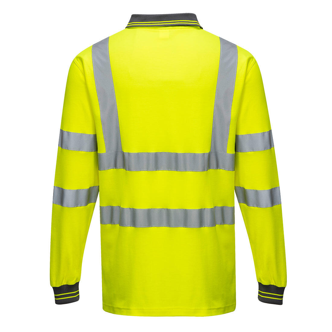 S271 Hi-Vis Cotton Comfort Polo Shirt L/S Yellow - Image 2