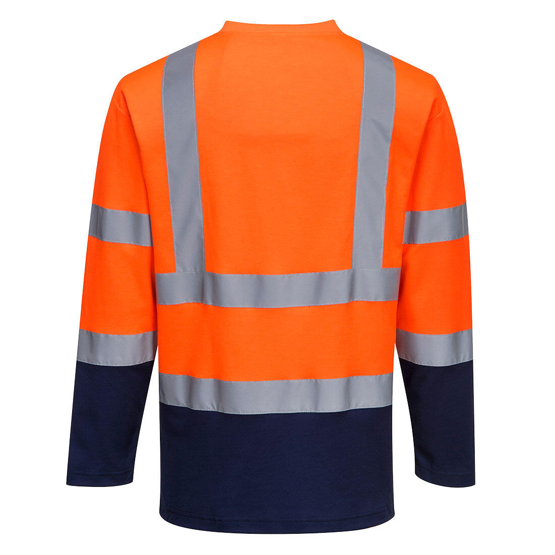 S280 Hi-Vis Cotton Comfort Contrast T-Shirt L/S Orange/Navy - Image 2