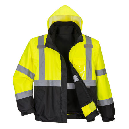 S365 Hi-Vis 3-in-1 Contrast Premium Bomber Jacket  Yellow/Black