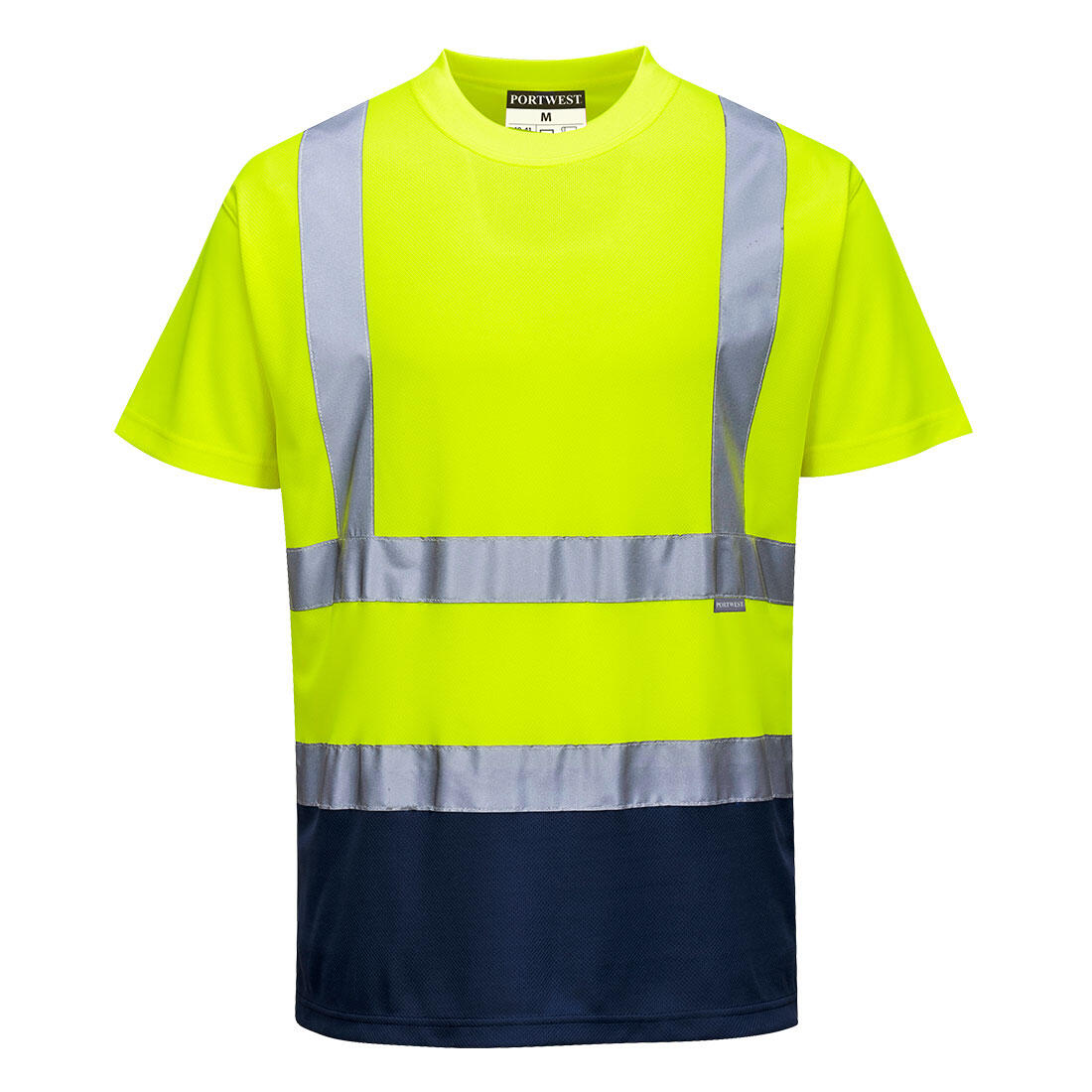 S378 Hi-Vis Contrast T-Shirt S/S Yellow/Navy