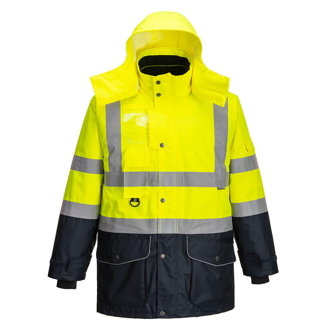 S426 Hi-Vis Breathable 7-in-1 Contrast Traffic Jacket Yellow/Navy