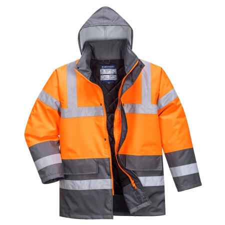 S467 Hi-Vis Contrast Winter Traffic Jacket  Orange/Grey