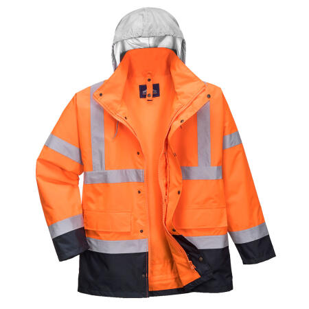 S471 Hi-Vis 4-in-1 Contrast Traffic Jacket  Orange/Navy