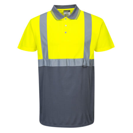 Portwest S479 Hi-Vis Contrast Polo Shirt S/S  Yellow/Grey