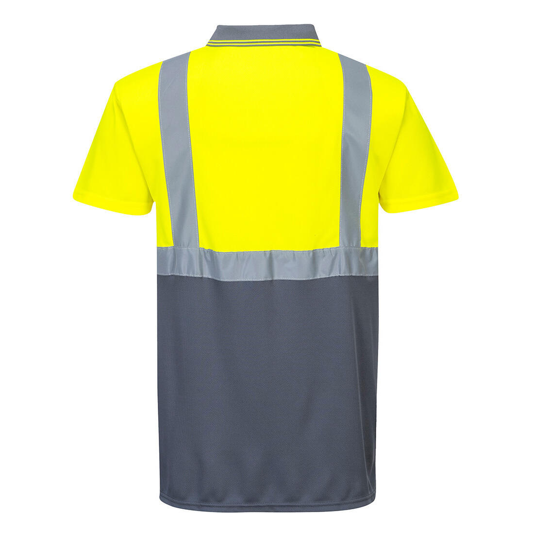 S479 Hi-Vis Contrast Polo Shirt S/S Yellow/Grey - Image 2