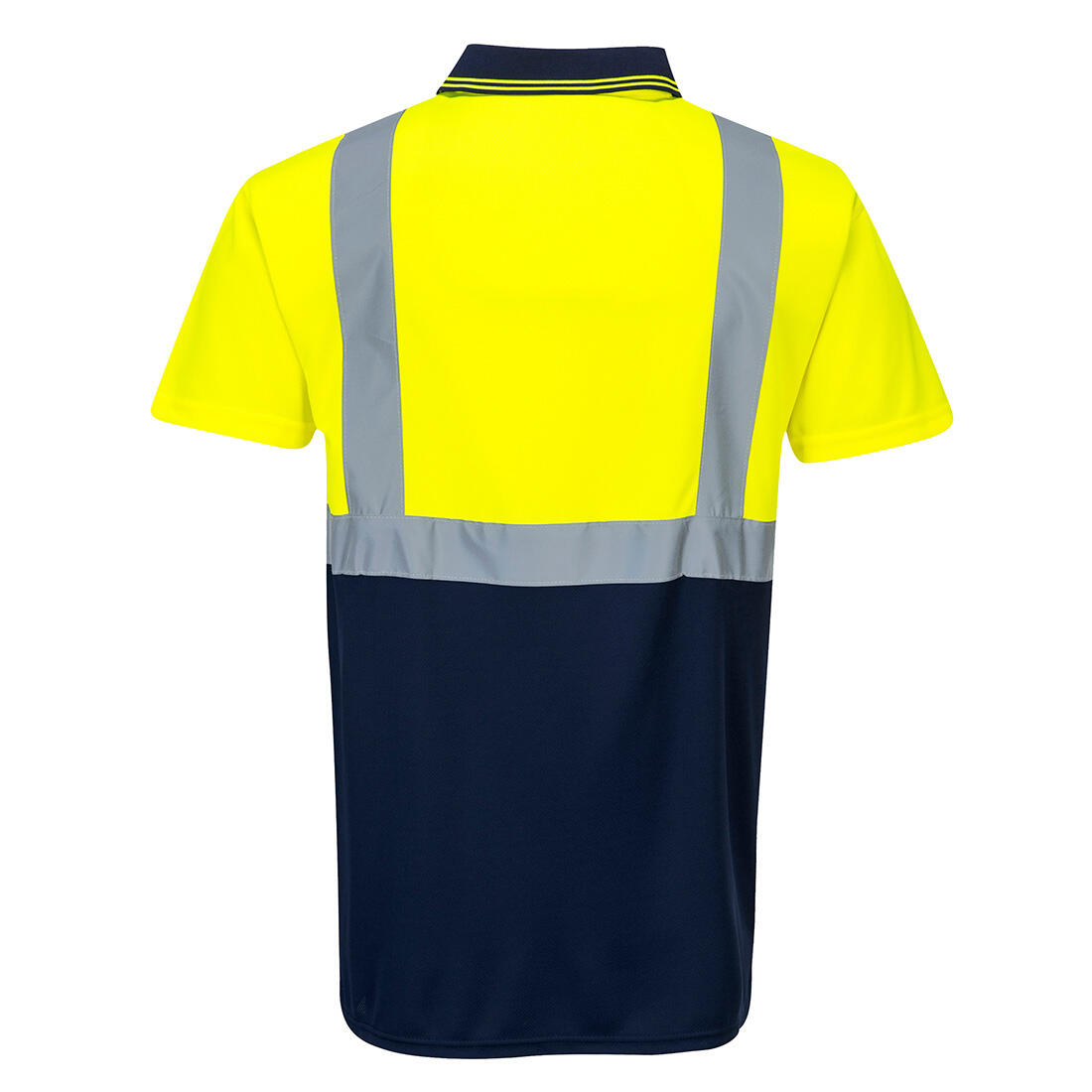 S479 Hi-Vis Contrast Polo Shirt S/S Yellow/Navy - Image 2