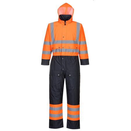S485 Hi-Vis Contrast Winter Coverall Orange/Navy