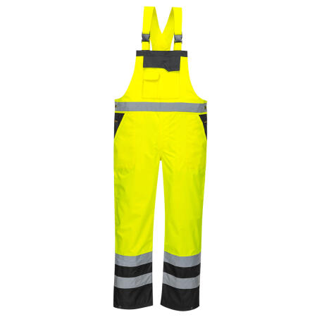 S488 Hi-Vis Breathable Contrast Rain Bib and Brace Yellow/Black