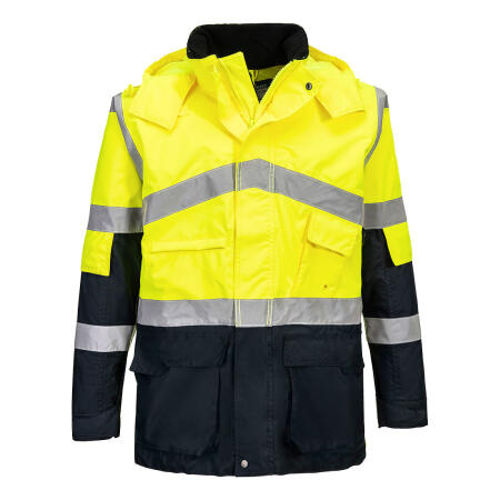 S760 Hi-Vis Breathable Contrast Rain Jacket Yellow/Navy